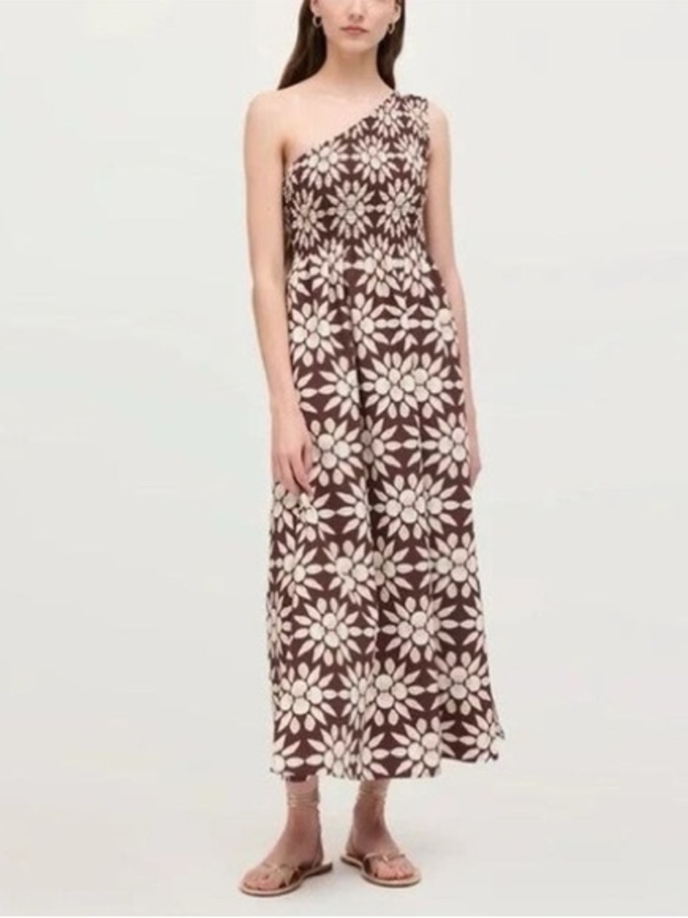 Hill House Home Thea Nap Dress | Chocolate Shell | One-Shoulder 
 Maxi | Small